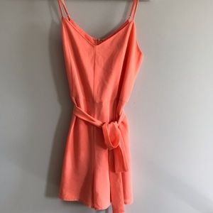 Peach silky romper!